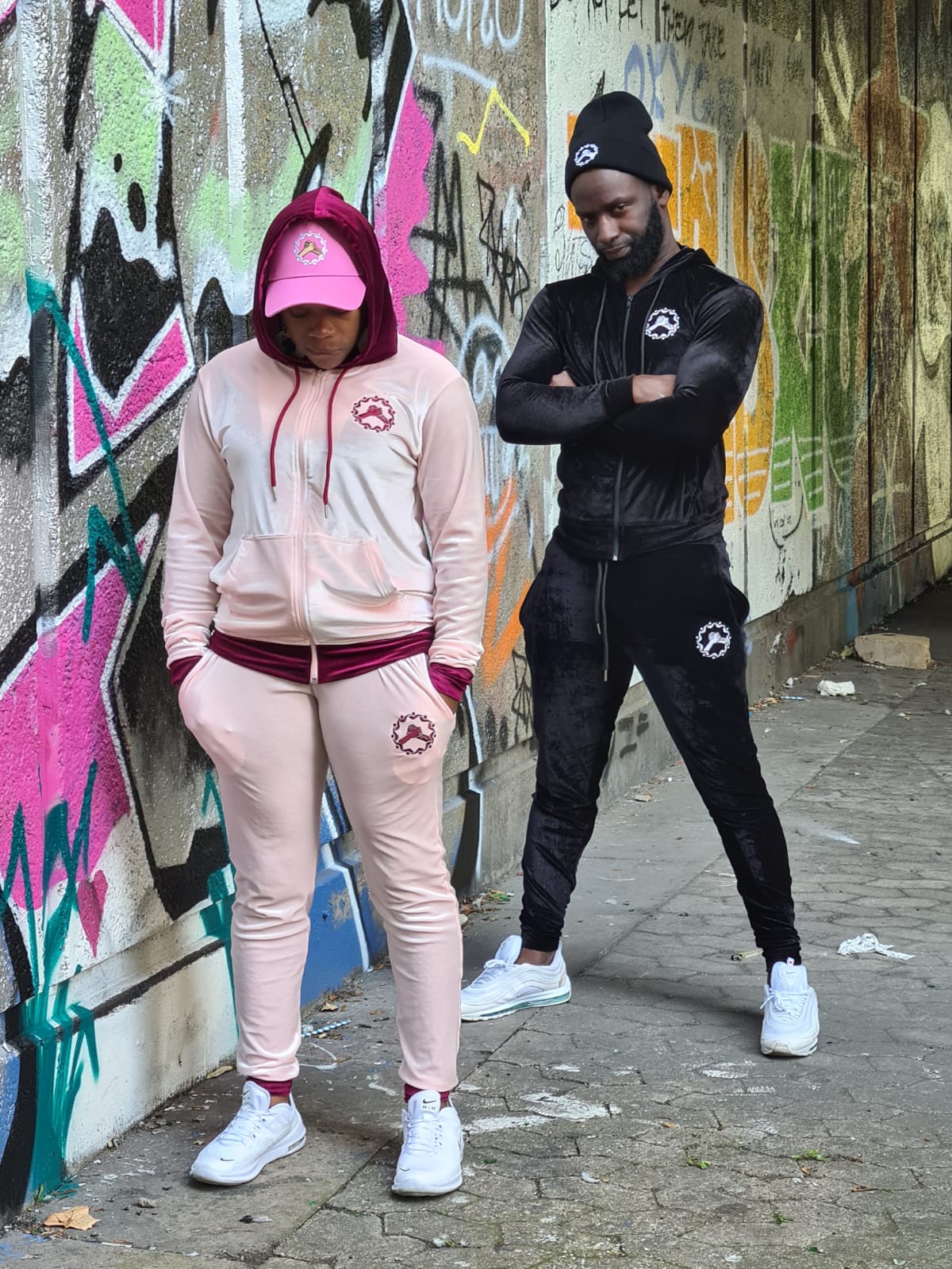 Pink and cheap grey tracksuit